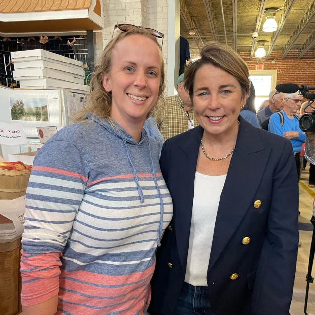 Diemand Farm is part of the Big E again this year. Yesterday we delivered some of our farm fresh eggs to the Finnish Pancake makers in the Massachusetts building, because they wanted only the best for their special treats! While making the delivery and enjoying MA Day at the fair, Tessa got the chance to meet our Governor Maura Healey. We may be a small family farm, but we’re so happy to see that our quality products continue to reach more and more people!

Governor Healey was also able to meet Mary, the oldest daughter of founders Al and Elsie Diemand. We invited the Governor to our farm and welcome the opportunity to show her a bit of our world!
.
.
.
#diemandfarm #wendellma #buylocal #grownheresoldhere #familyfarm #westernmass #franklincounty #pioneervalley #bealocalhero #othersidema #visitwesternma #igers413 #413life #newengland_igers #igersmass #massachusetts_igers #bige @maura_healey @thebigefair
