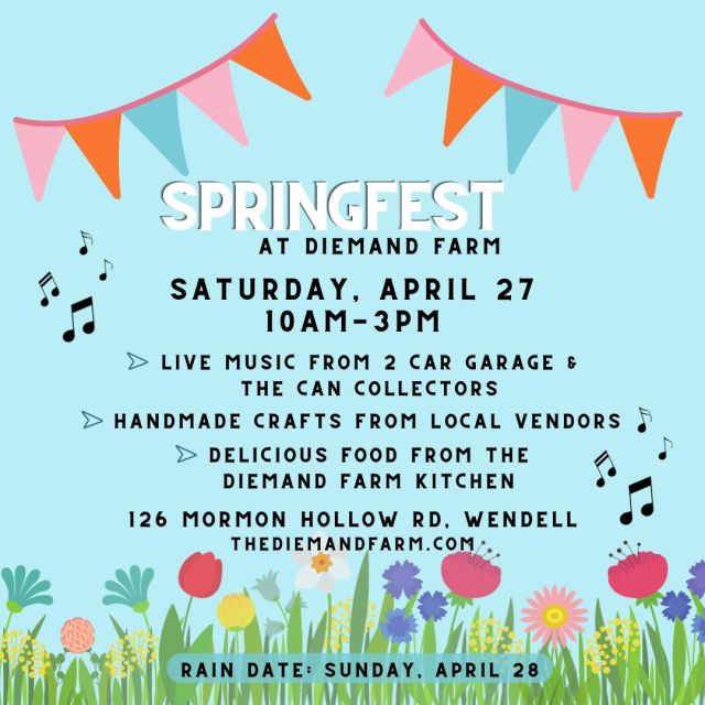 Join us on Saturday, April 27th from 10am-3pm for a day filled with crafters, live music, and mouthwatering food hot off the grill! Explore a variety of artisans selling their unique creations, from woodcrafts and upcycled clothing to exquisite jewelry and handmade pet bandanas – you're sure to uncover some treasures! Check out the link in our bio for the complete list of vendors.

Enjoy live music by The Can Collectors and 2 Car Garage throughout the day. While browsing the booths and listening to the music, indulge in our flavorful hot food offerings. It's the ideal way to spend the day – surrounded by art, music, and delicious food. Save the date for a day of joy and exploration!
.
.
.
#diemandfarm #wendellma #farmstore #shoplocal #buylocal #familyfarm #westernmass #franklincounty #pioneervalley #bealocalhero #othersidema #visitwesternma #igers413 #413life #springfest #craftfair @2cargaragelove @thecancollectors @froebelart_chalkpokemon