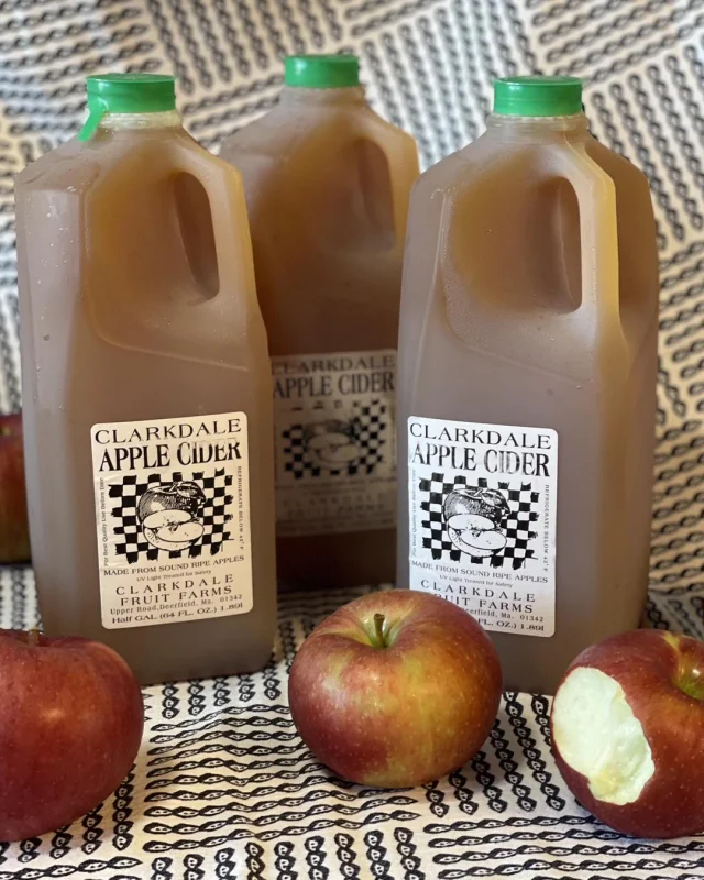 There's something special about sipping on Clarkdale apple cider during the cozy winter months, and now’s the perfect time to stock up. For a limited time, our farm store is offering this local favorite for just $7.49—that’s $1.00 off!

Whether you enjoy it warm by the fire, use it to create mouthwatering glazes and marinades, or bake it into delicious treats like apple cider donuts, this cider is as versatile as it is flavorful. Here’s a little tip: it freezes beautifully, so you can savor that fresh, local taste whenever you like!

Stop by our farm store and grab yours before it’s gone. Cheers to the season!
.
.
.
#diemandfarm #wendellma #farmstore #shoplocal #buylocal #familyfarm #westernmass #franklincounty #pioneervalley #bealocalhero #othersidema #visitwesternma #igers413 #413life #applecider @clarkdalefruitfarms